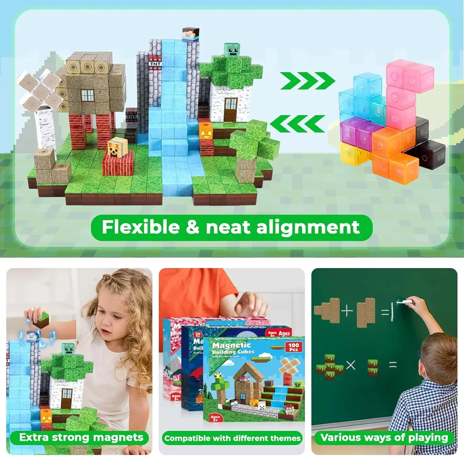 Magnetic Building Blocks | 100-Piece STEM Toy Set - Image 3