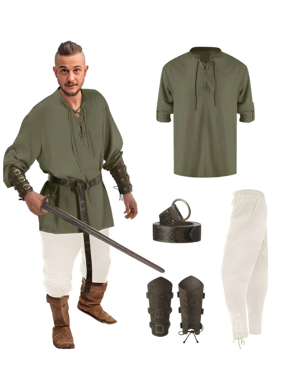 Men 4 Piece Halloween Medieval Party Costumes - Image 7