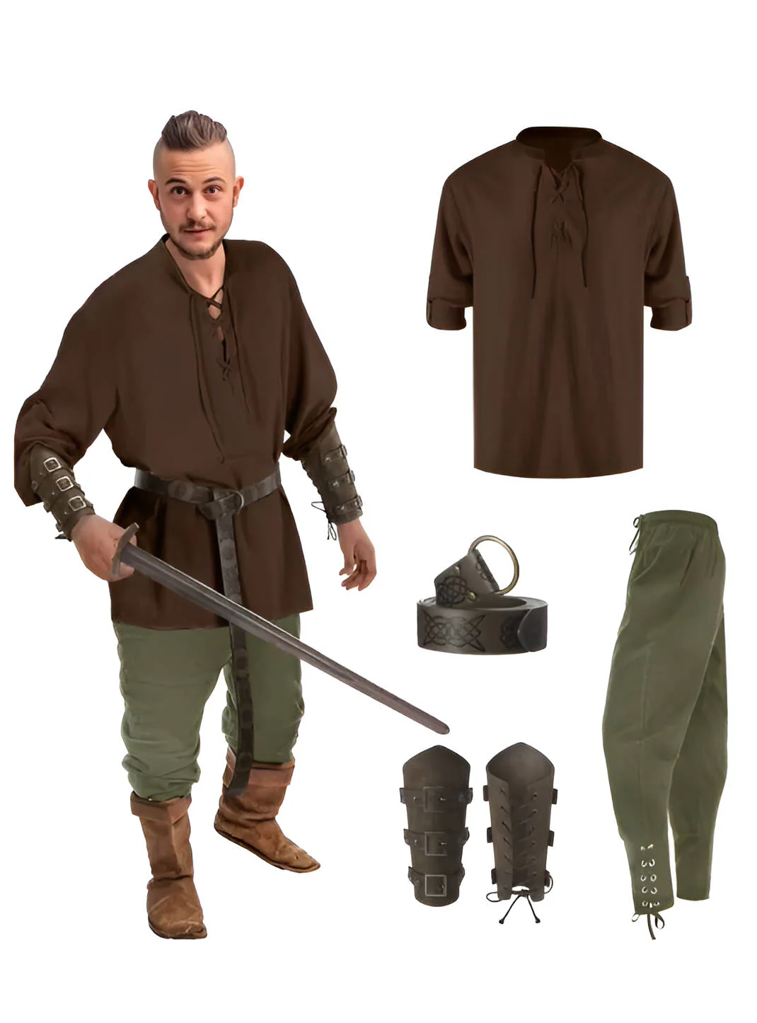 Men 4 Piece Halloween Medieval Party Costumes - Image 8
