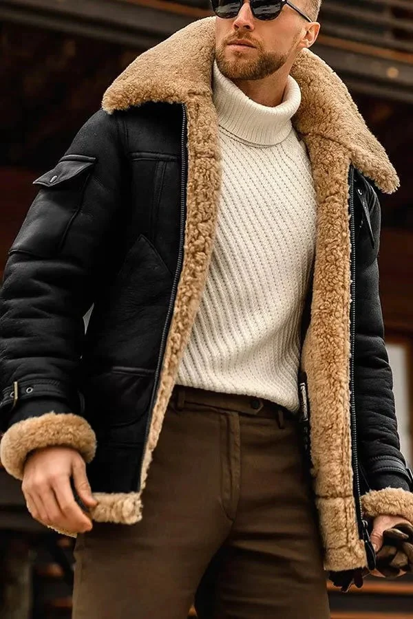Men's Camel Style Flying Leather Jacket - Image 3