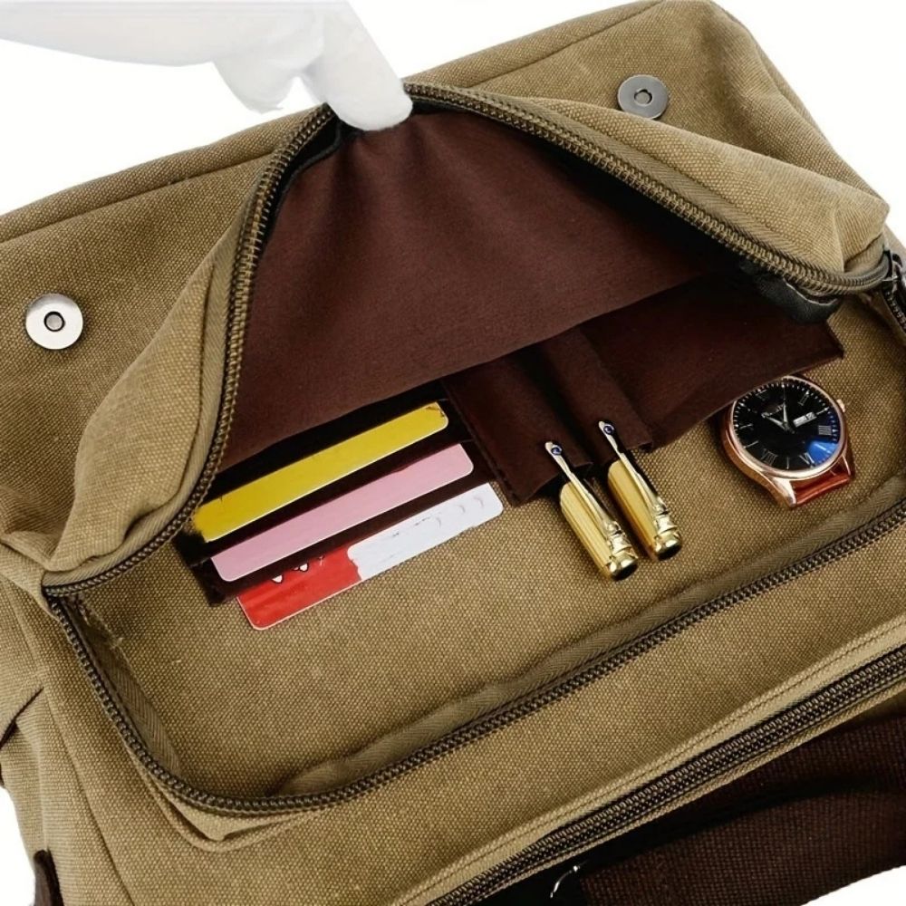Mens Canvas Satchel Messenger Sling Bag - Image 7