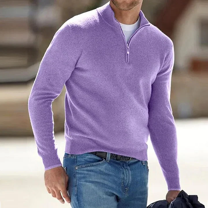 Men's Cashmere Zipper Basic Sweater - Image 2
