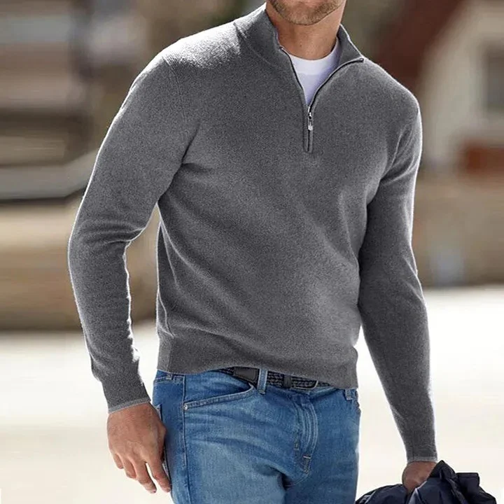 Men's Cashmere Zipper Basic Sweater - Image 3
