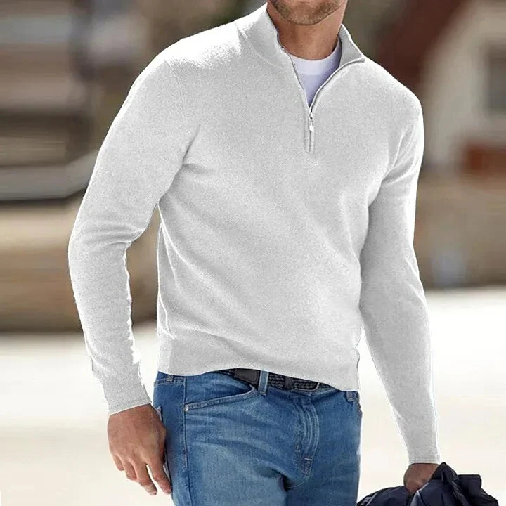 Men's Cashmere Zipper Basic Sweater - Image 4
