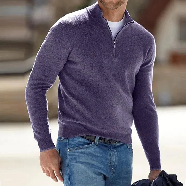 Men's Cashmere Zipper Basic Sweater - Image 7