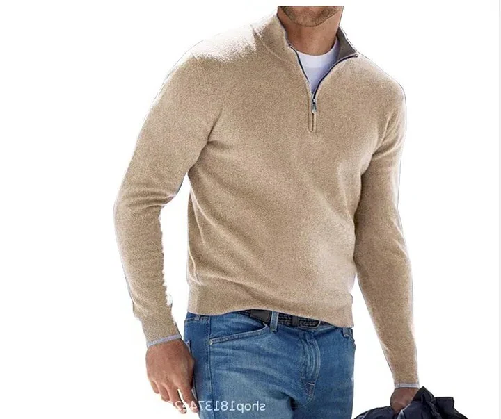Men's Cashmere Zipper Basic Sweater - Image 8