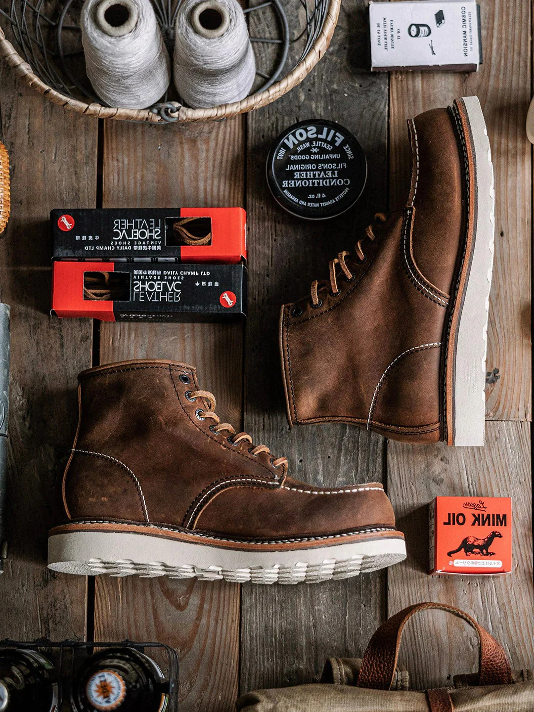 Men's Full Grain Leather Moccasin Toe Work Boots - Image 14