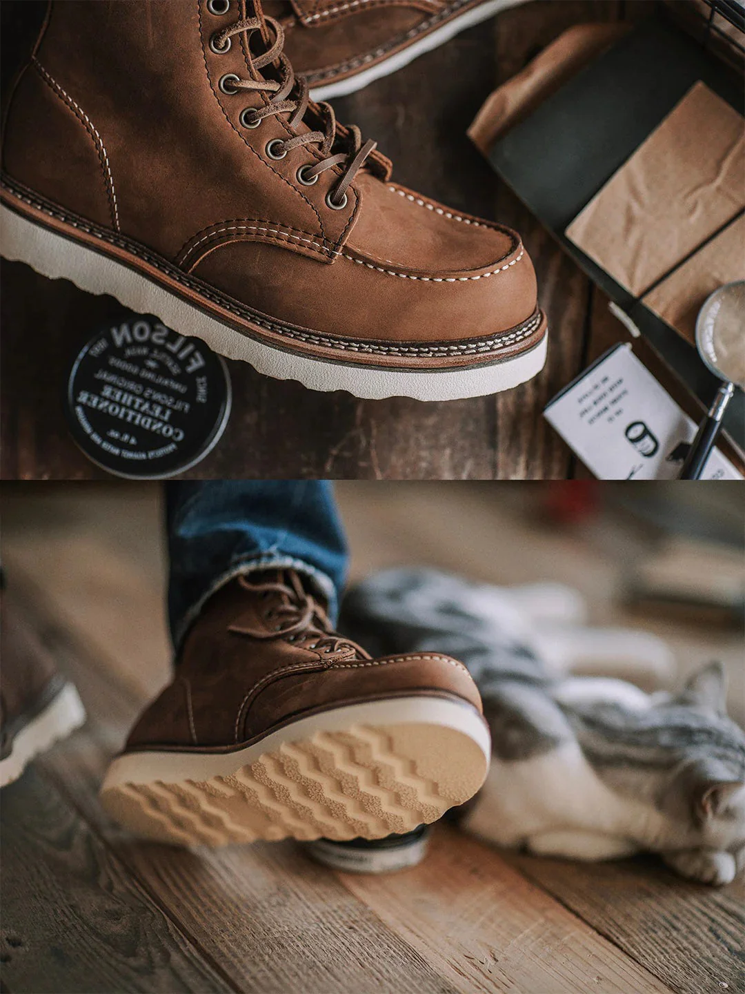 Men's Full Grain Leather Moccasin Toe Work Boots - Image 8