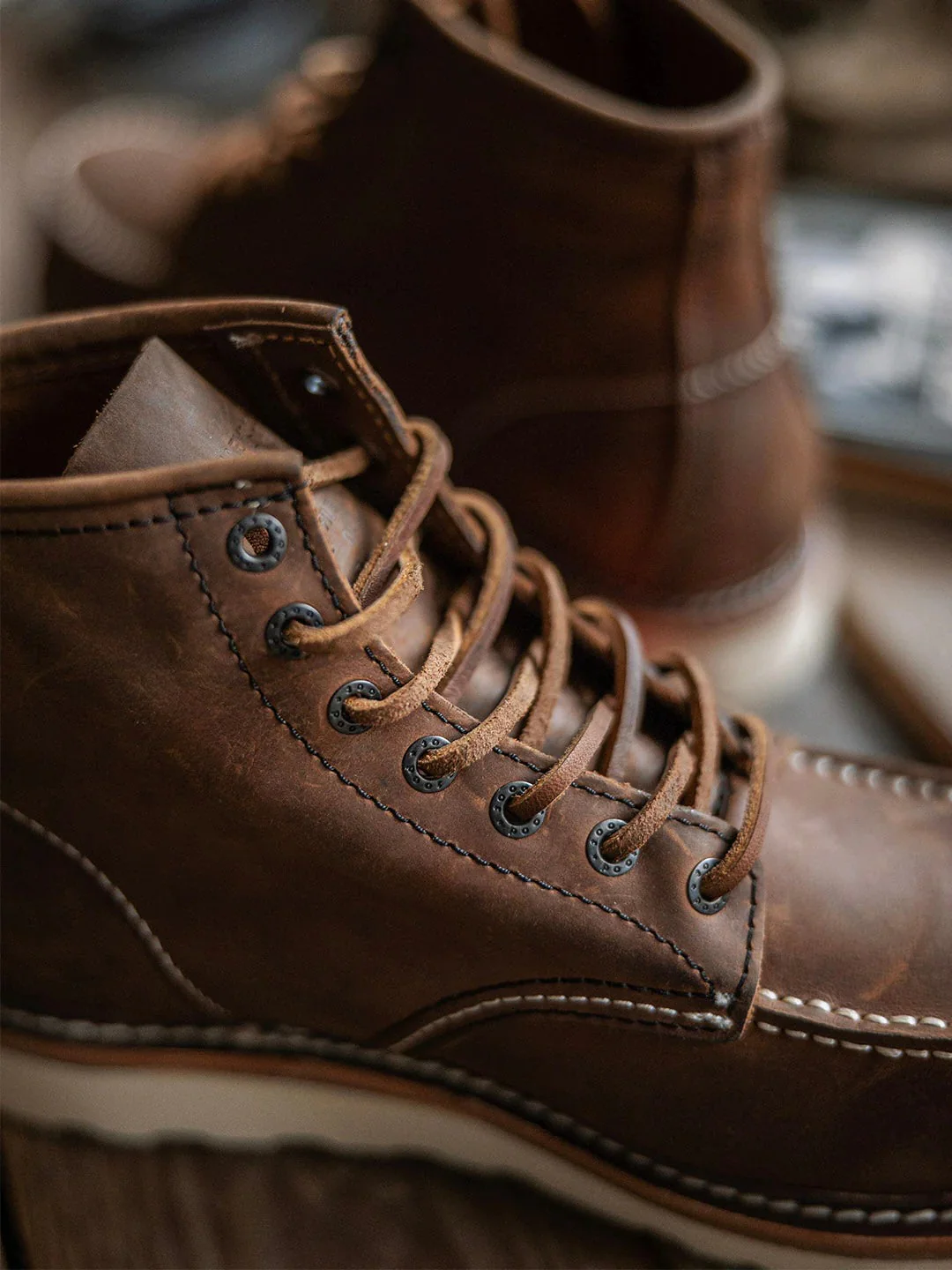 Men's Full Grain Leather Moccasin Toe Work Boots - Image 9