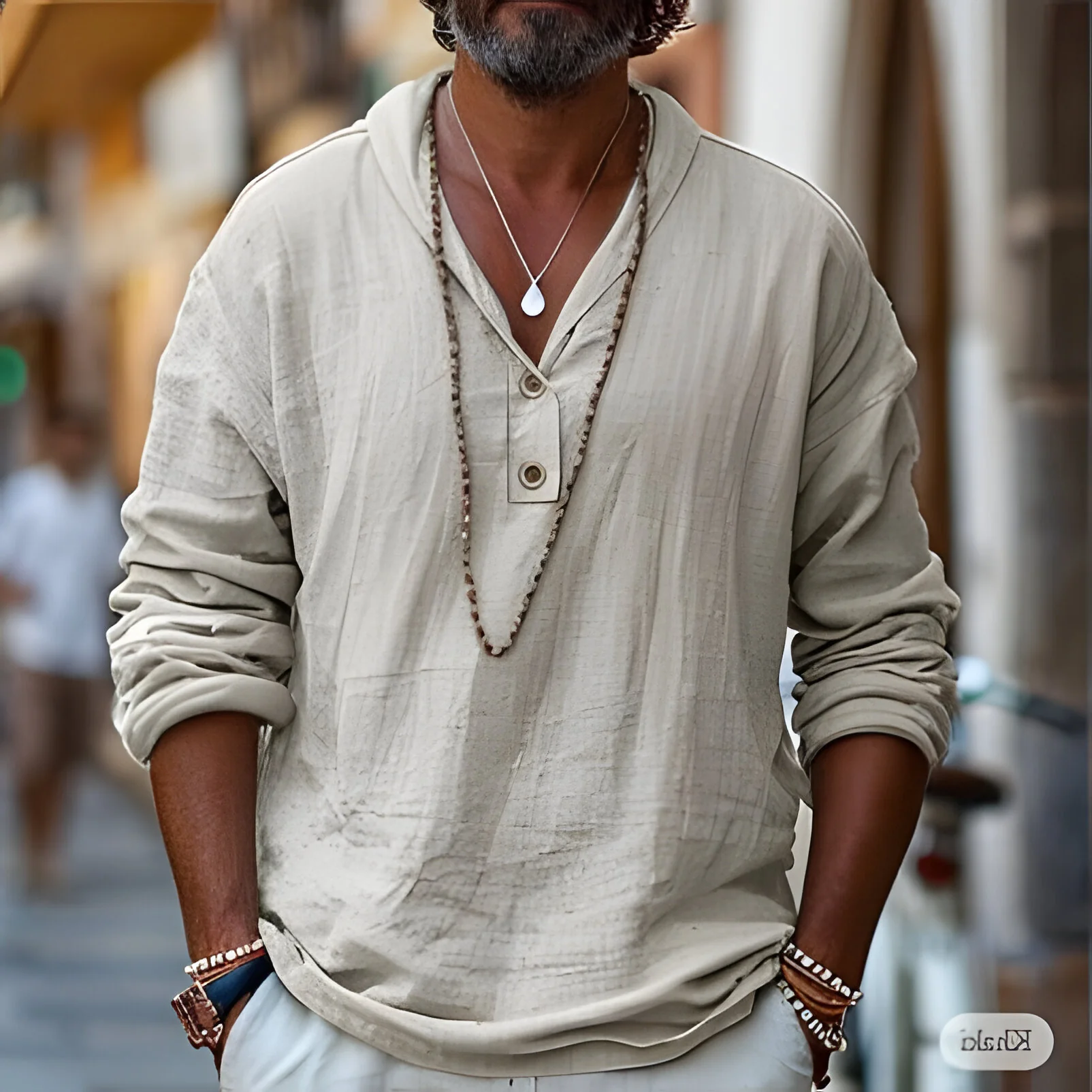 Men's Linen Shirt Popover - Image 3