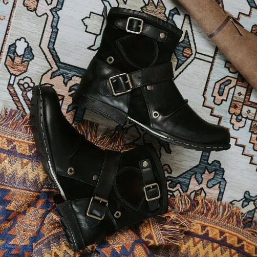 Men's Vintage Style Buckled Ankle Boots - Image 3