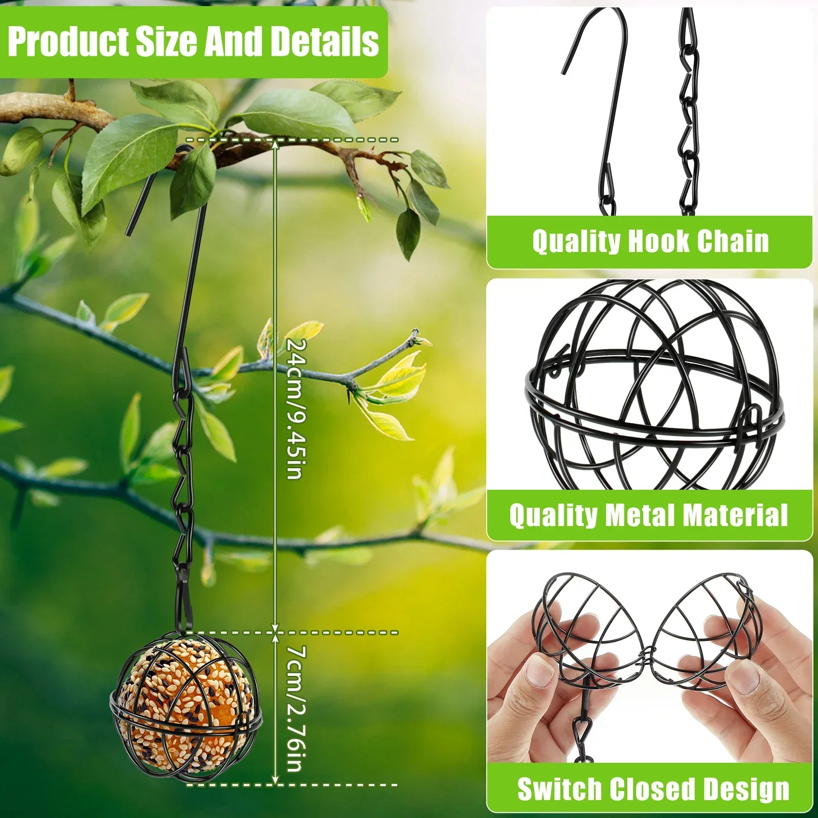 Metal Hanging Bird Feeder Set - Image 3