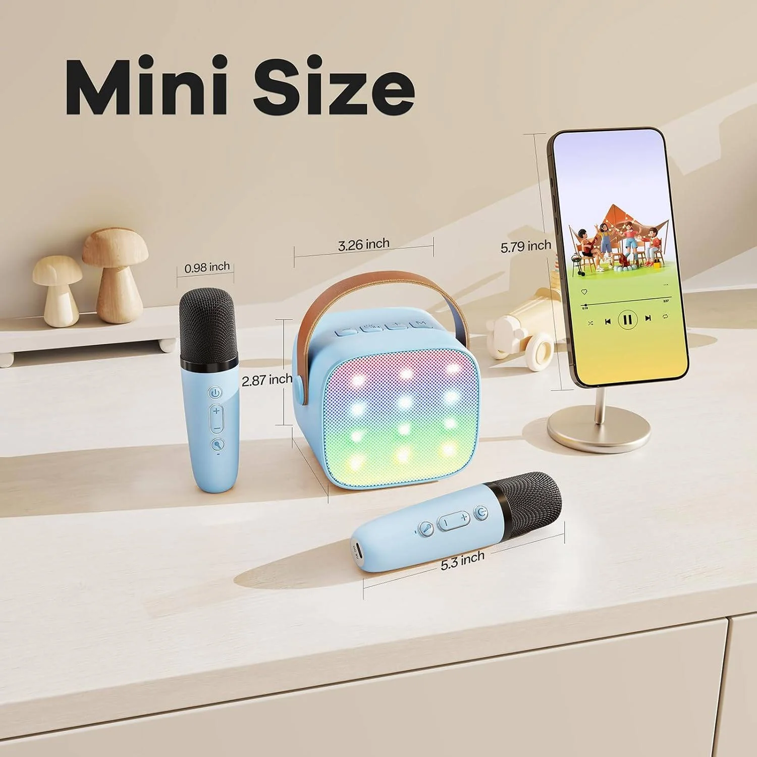 Mini Karaoke Machine with 2 Wireless Microphones - Image 5