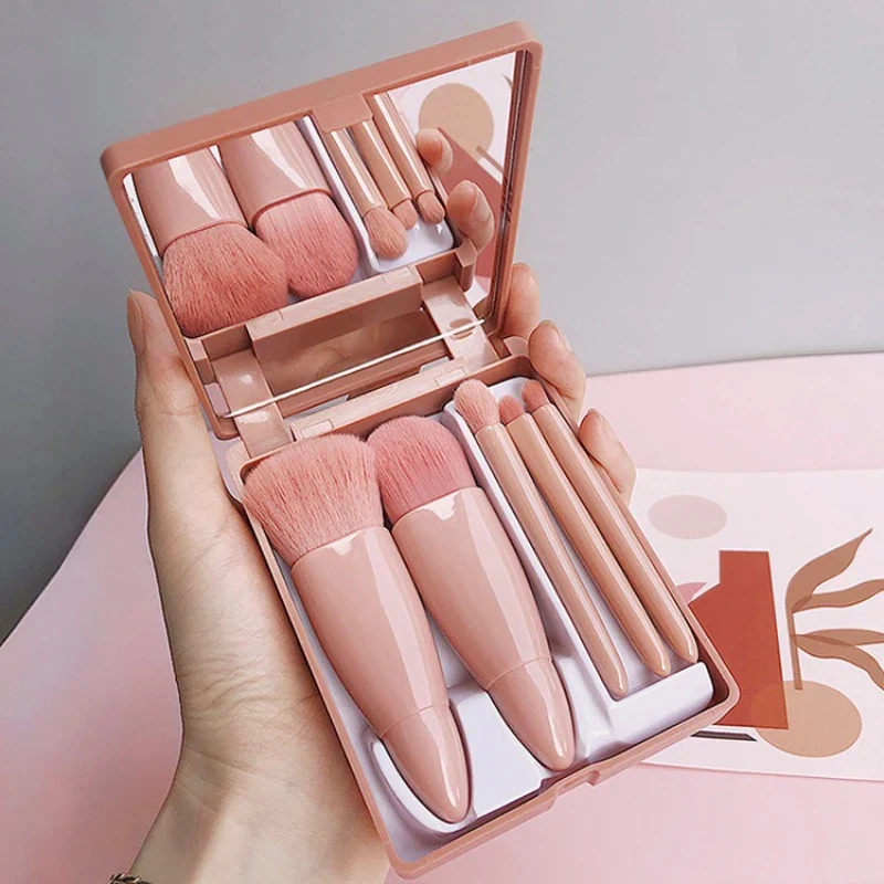 Mini Makeup Brush Set with Mirror - Image 5