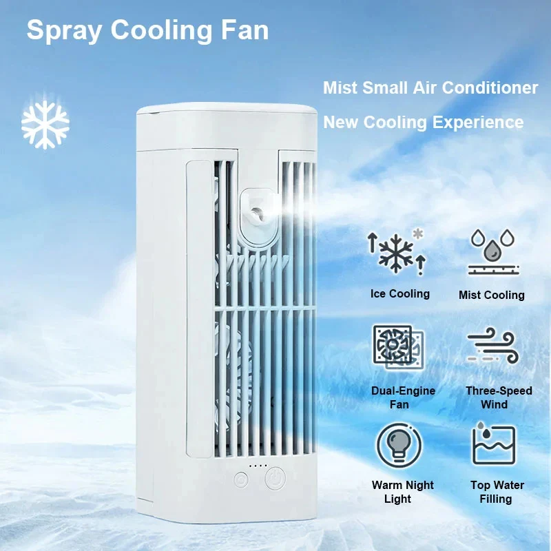 Mini Portable Air Conditioner Desk Fan with Spray Cooling - Image 4