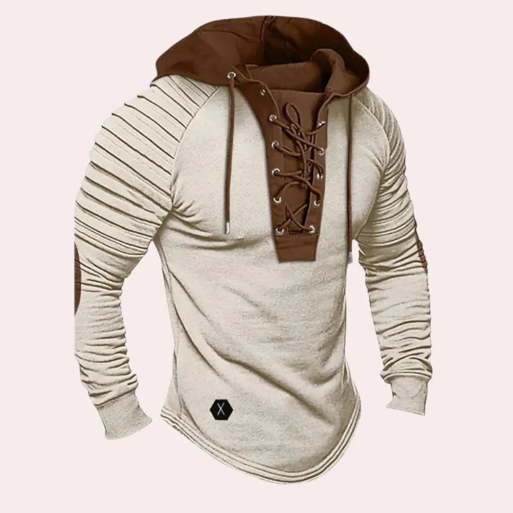 Modern men's sweatshirt with lace-up closure and hood - Image 2