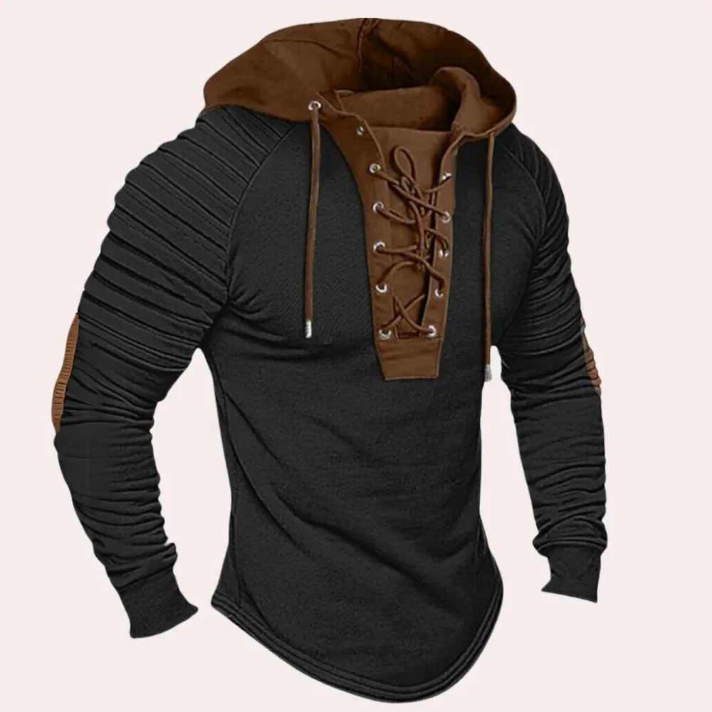 Modern men's sweatshirt with lace-up closure and hood - Image 3