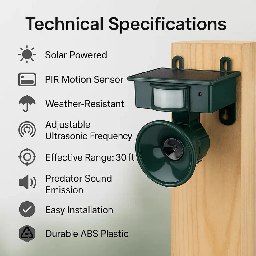 Motion Sensor Bird Deterrent for Crows: Ideal Pigeon Repeller with Sound Scarer - Image 4