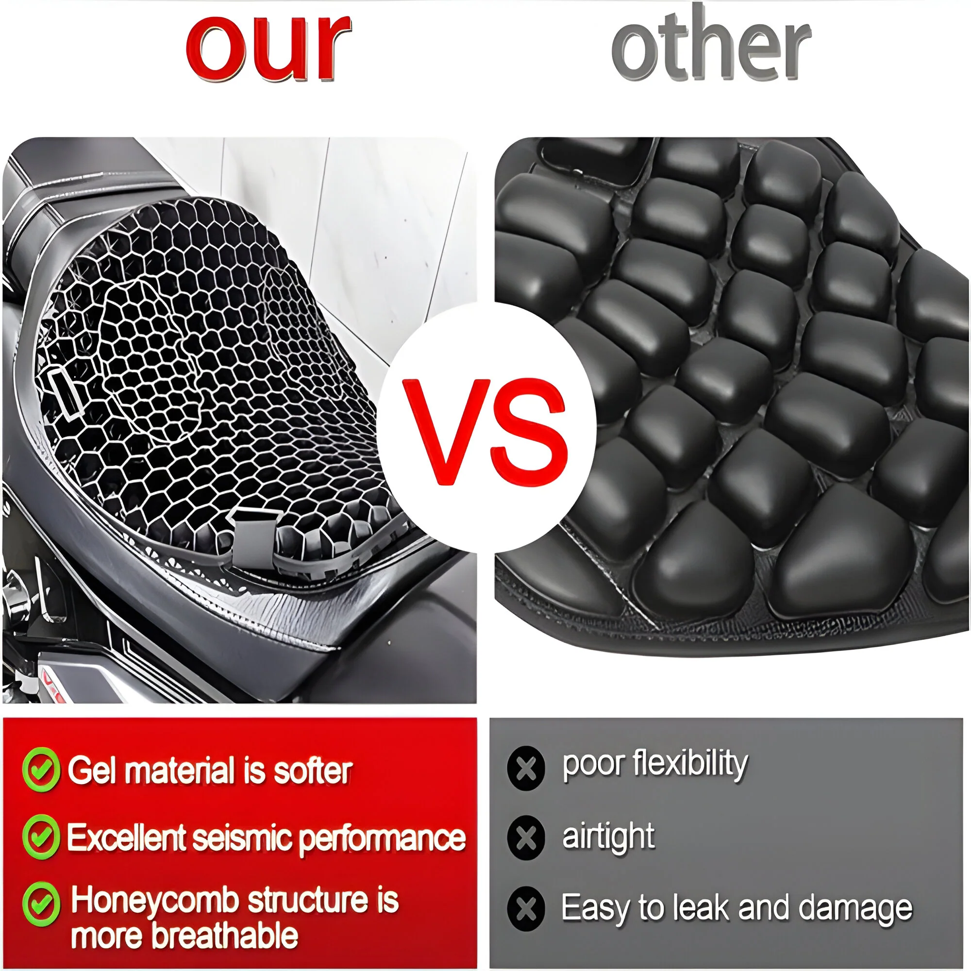 Motorcycle Gel Seat Pad for Long Distance Rides - Image 5