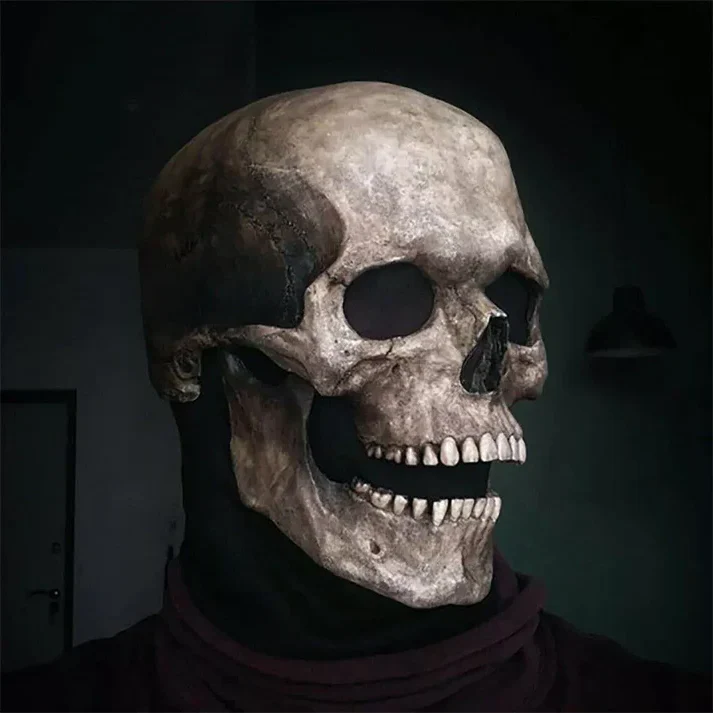 Movable Jaw Realistic Full Head Skull Mask - Human Skeleton Mask for Halloween Party - Image 4