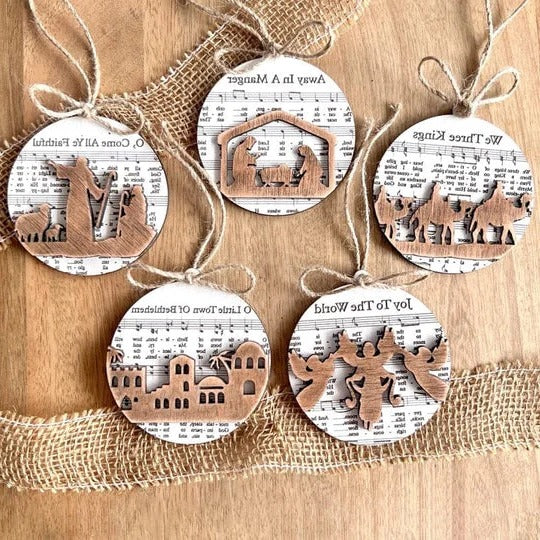 Nativity-Themed Music Sheet Ornament Collection - Image 10