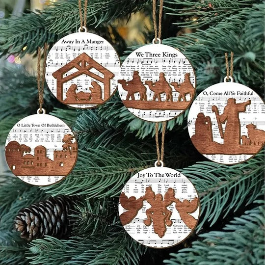 Nativity-Themed Music Sheet Ornament Collection - Image 7