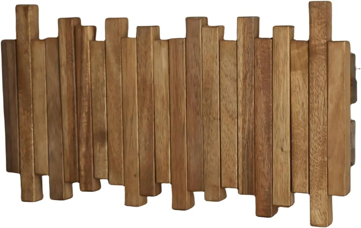 Natural Wood Coat Hook Rack Wall-Mounted Flip Down Coat Holder - Image 5