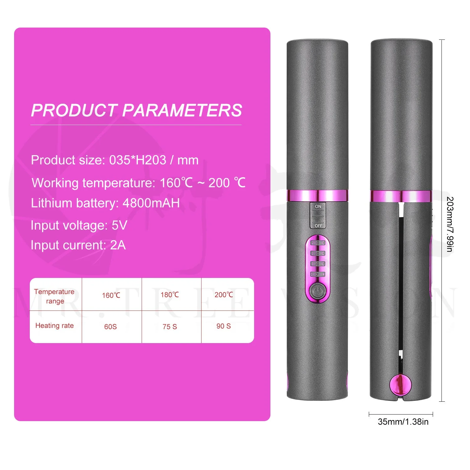New USB Charging Mini Wireless Travel Hair Iron - Image 2