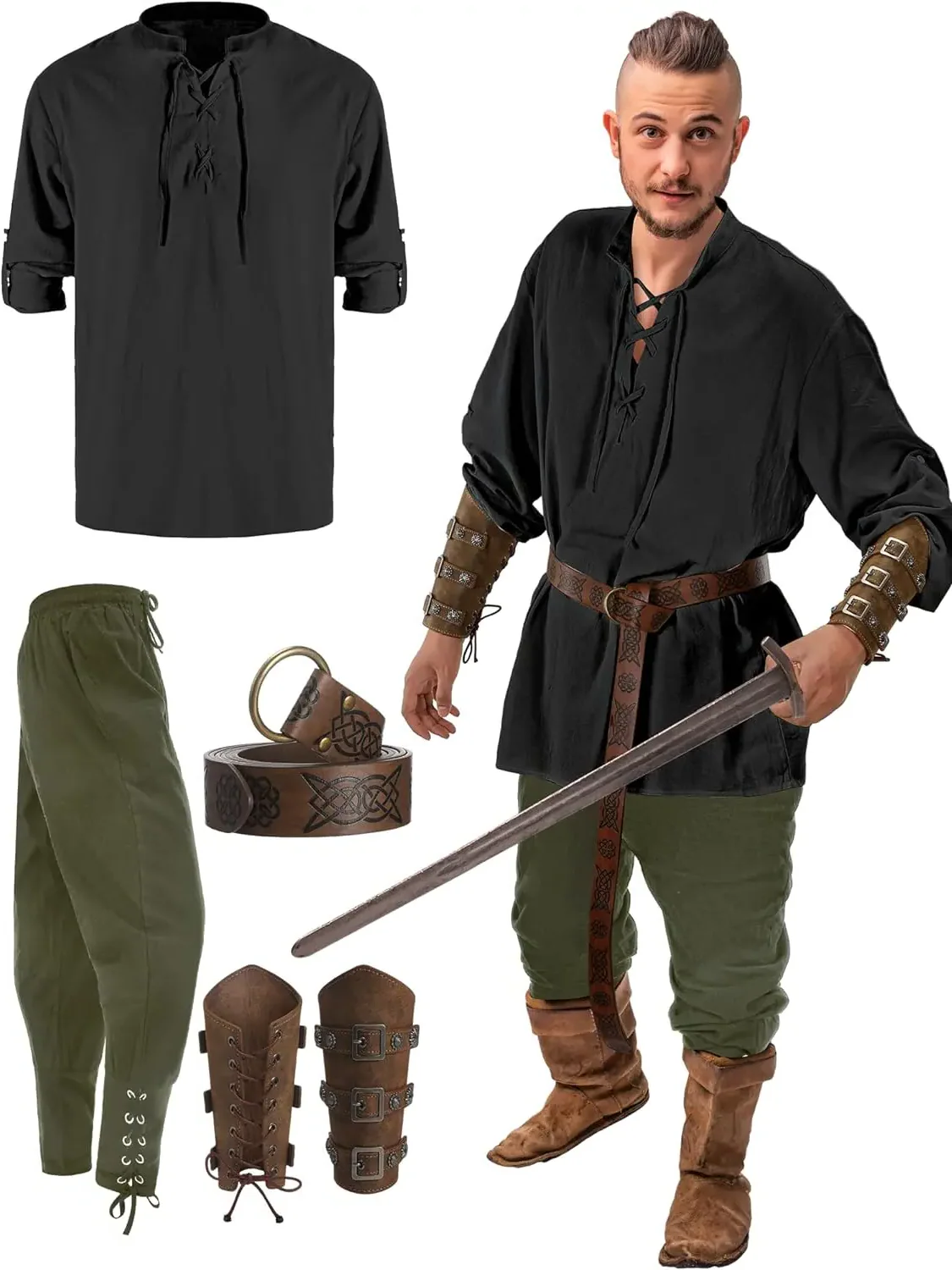 Official 4 Pcs Men's Pirate Costume - Image 3