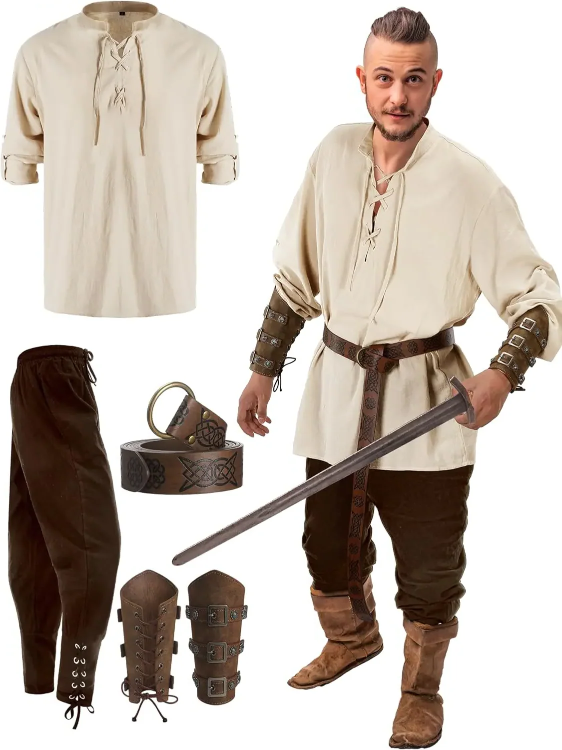 Official 4 Pcs Men's Pirate Costume - Image 5