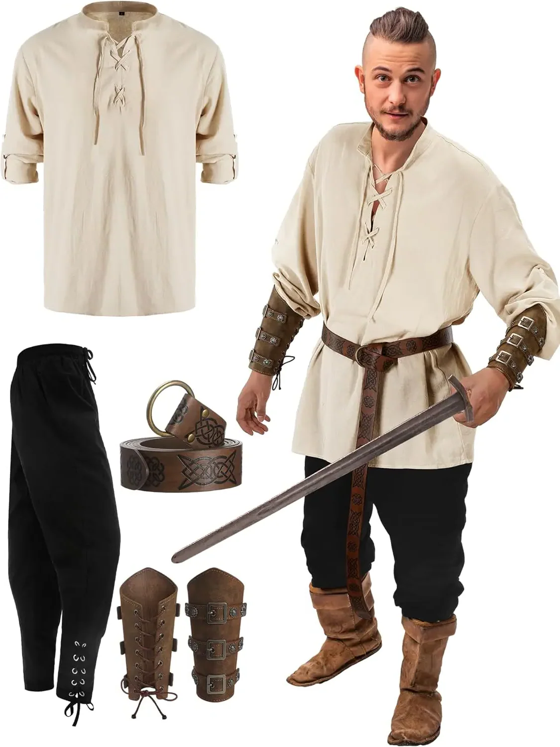 Official 4 Pcs Men's Pirate Costume - Image 6