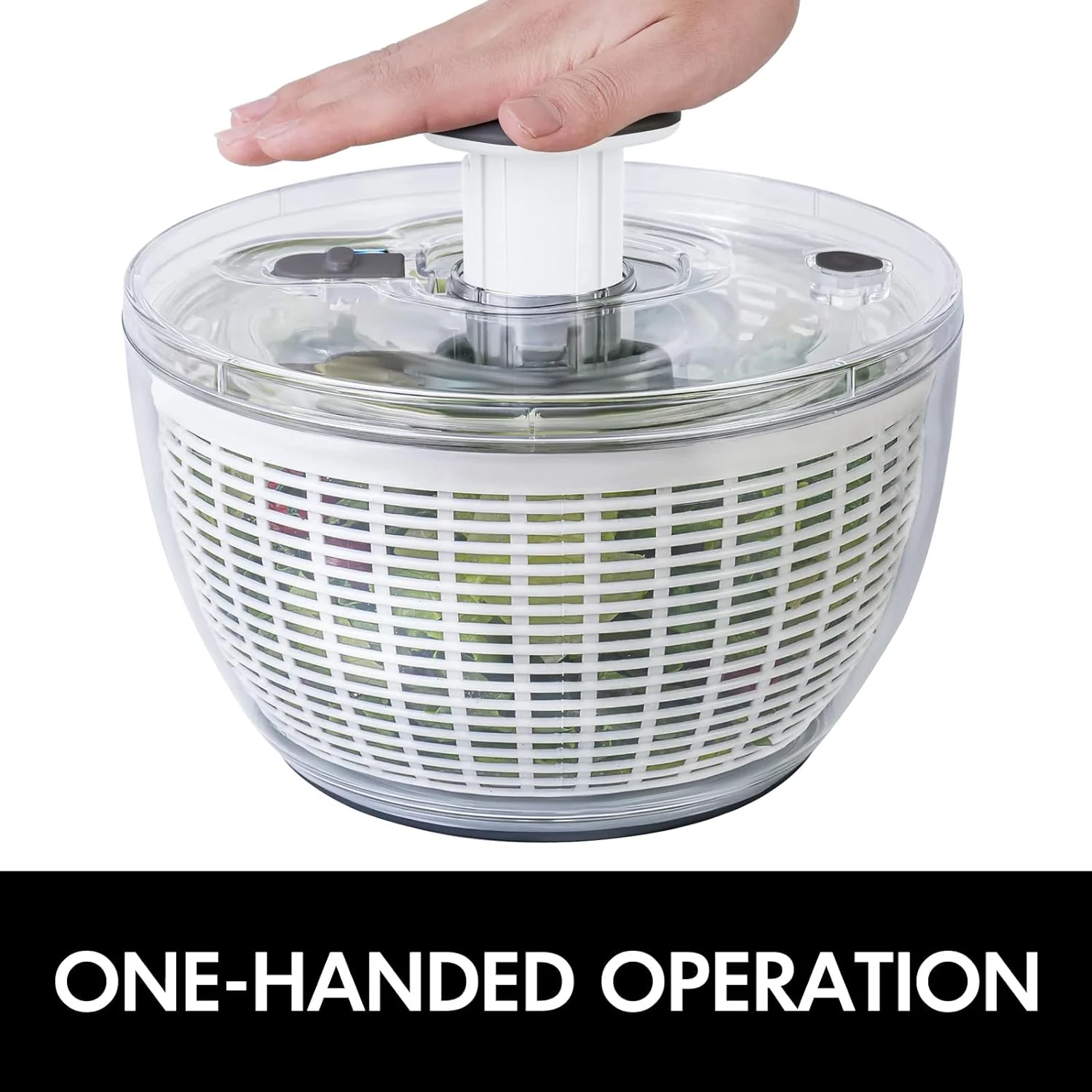 One-Handed Large Lettuce Salad Spinner - Image 5