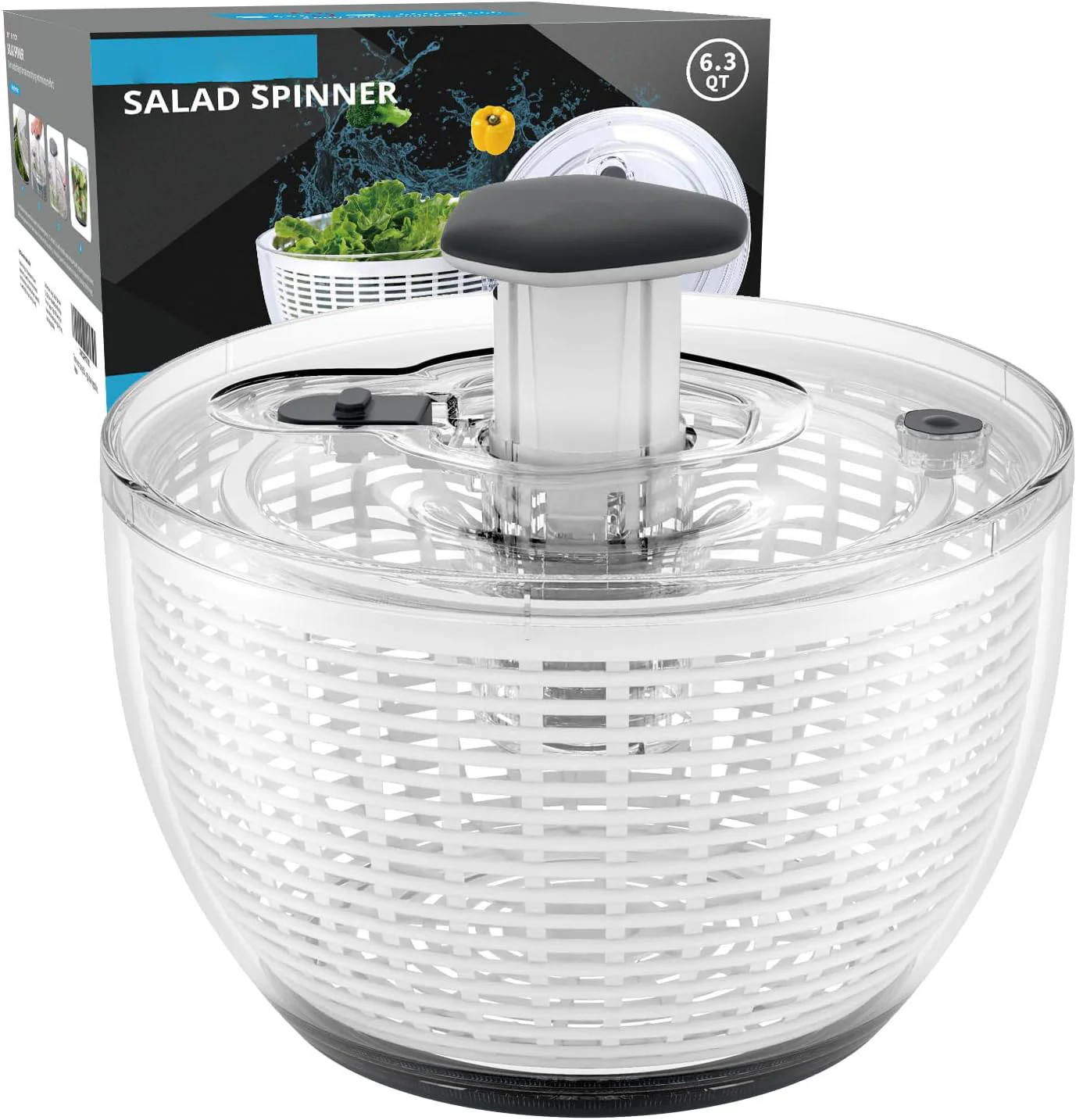 One-Handed Large Lettuce Salad Spinner - Image 9