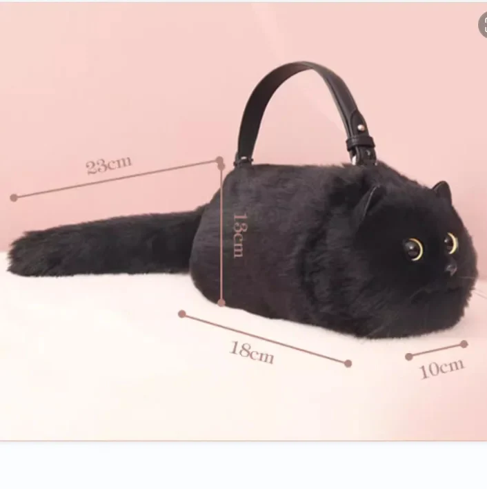 One Shoulder Plush Cat Bag - Image 4