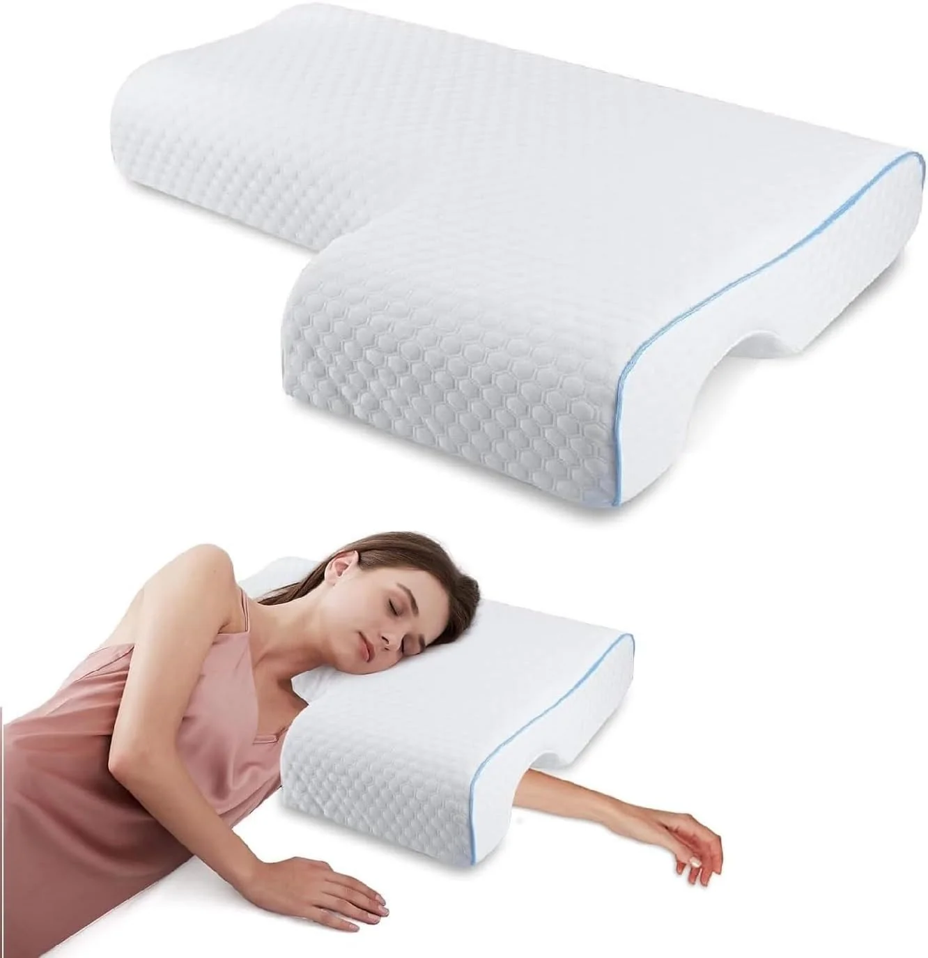 Orthopedic Couple Pillow With Arm-Tunnel For Cuddling - Image 10