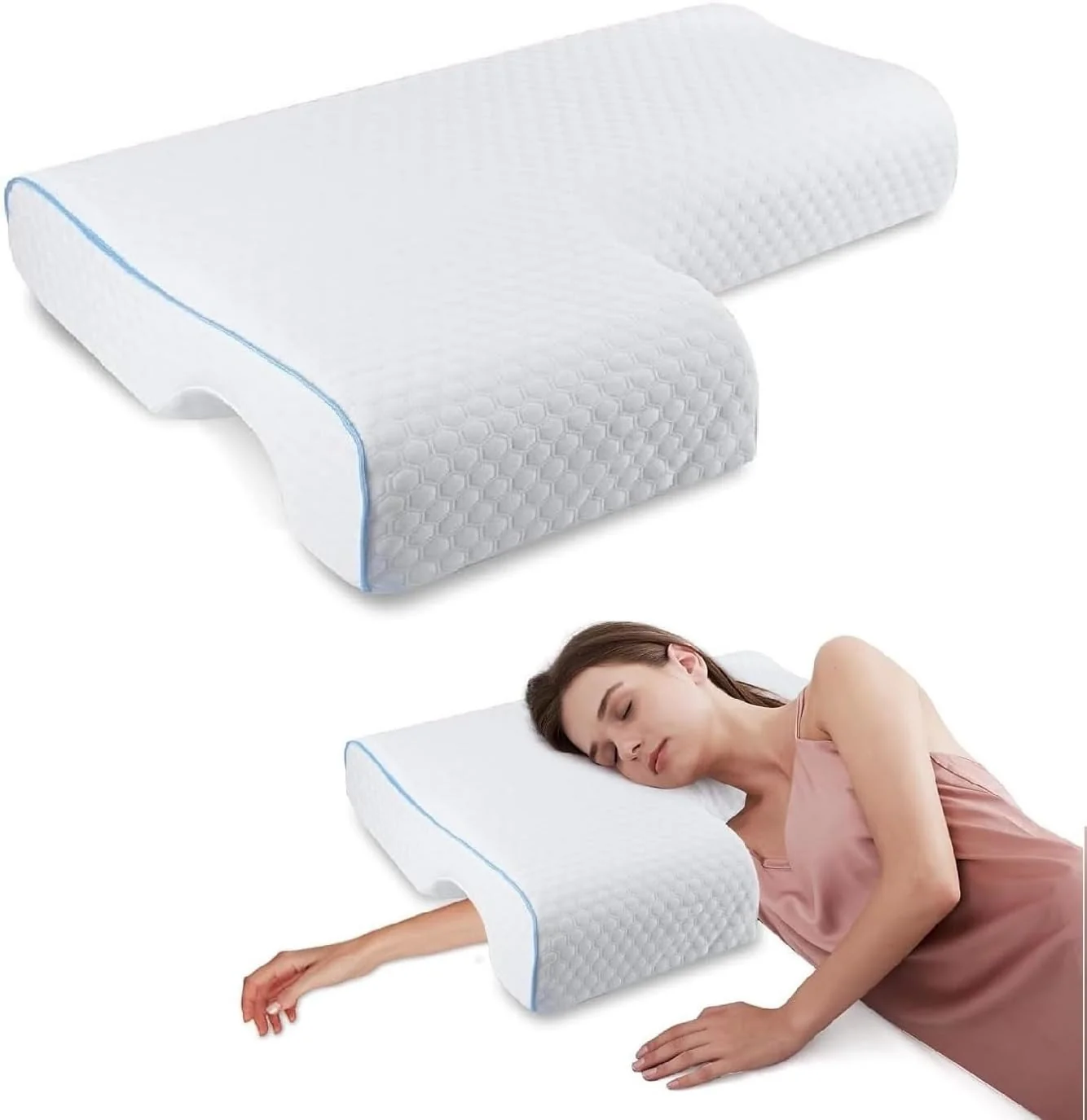Orthopedic Couple Pillow With Arm-Tunnel For Cuddling - Image 11