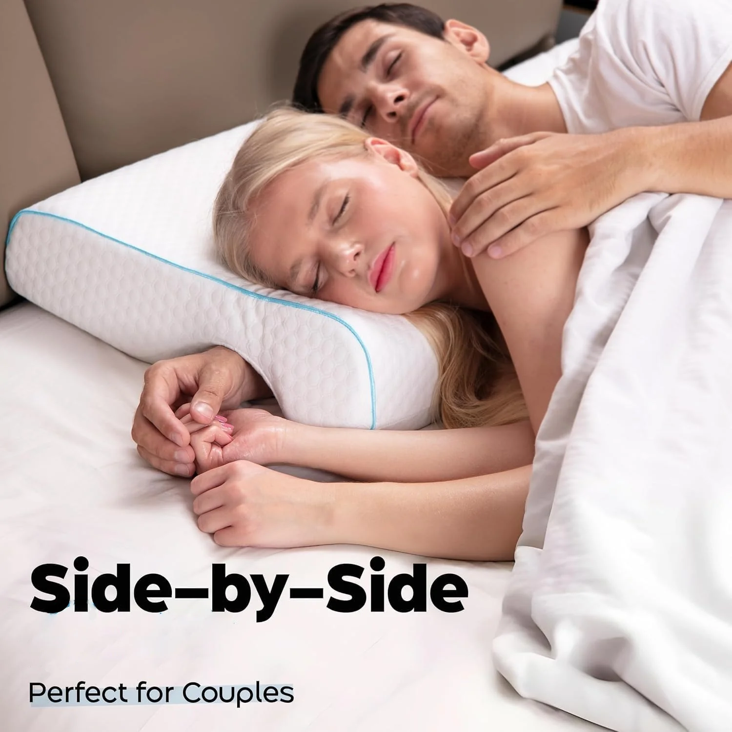 Orthopedic Couple Pillow With Arm-Tunnel For Cuddling - Image 2