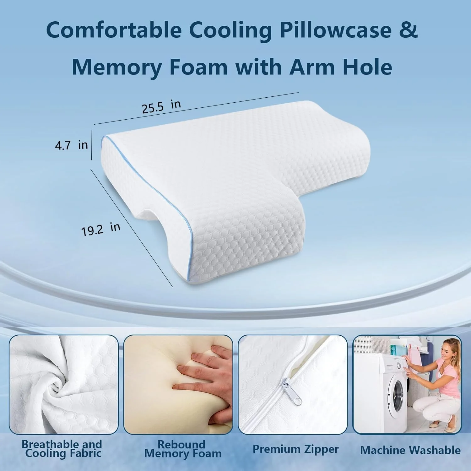 Orthopedic Couple Pillow With Arm-Tunnel For Cuddling - Image 3