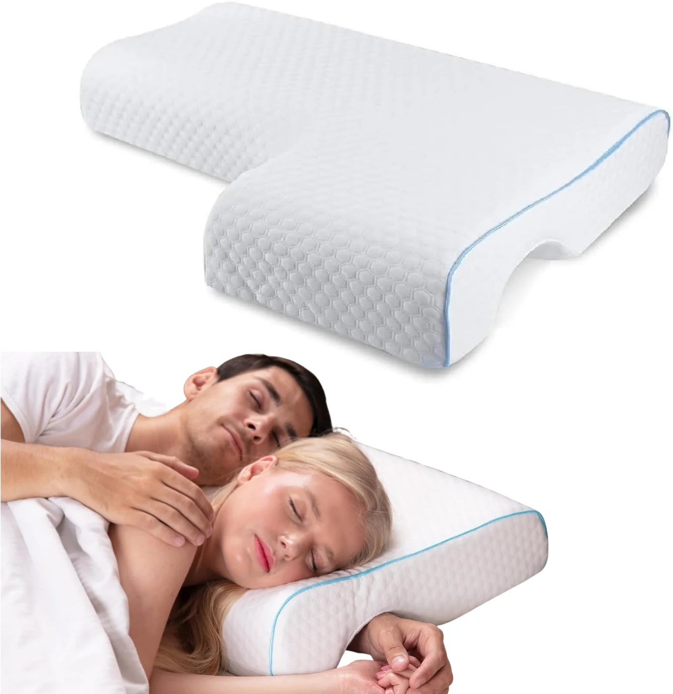 Orthopedic Couple Pillow With Arm-Tunnel For Cuddling - Image 9