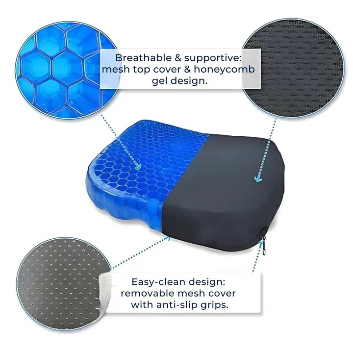 Orthopedic Gel Seat Cushion | Pressure Relief - Tailbone Pain - Lower Back Support - For Office Chair - Car - Wheelchair Use - Image 4