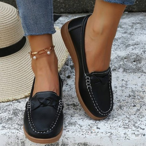 Women shoes Soft Leather Slip on Walking Loafers Shoes - Image 2