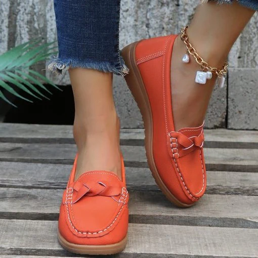 Women shoes Soft Leather Slip on Walking Loafers Shoes - Image 3
