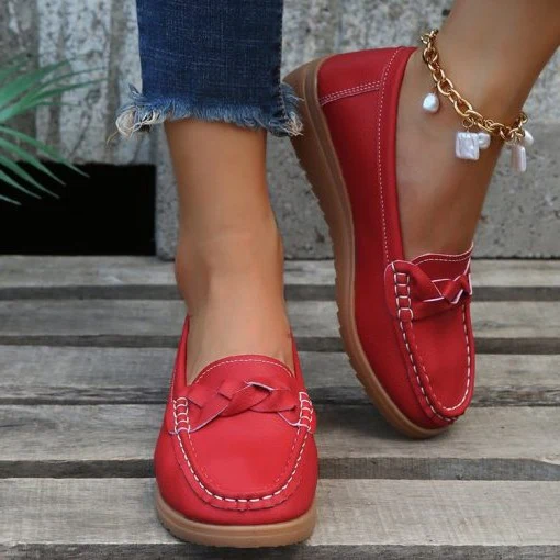 Women shoes Soft Leather Slip on Walking Loafers Shoes - Image 4