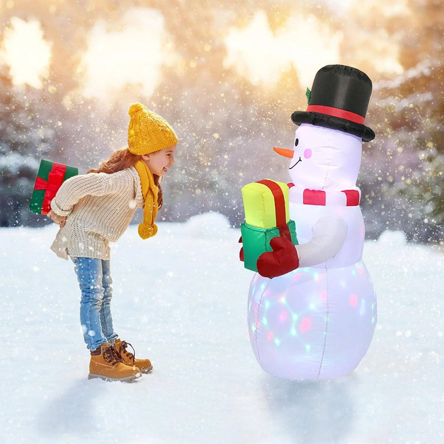 Outdoor Christmas Decorations Inflatable Snowman With Led Lights - Image 2