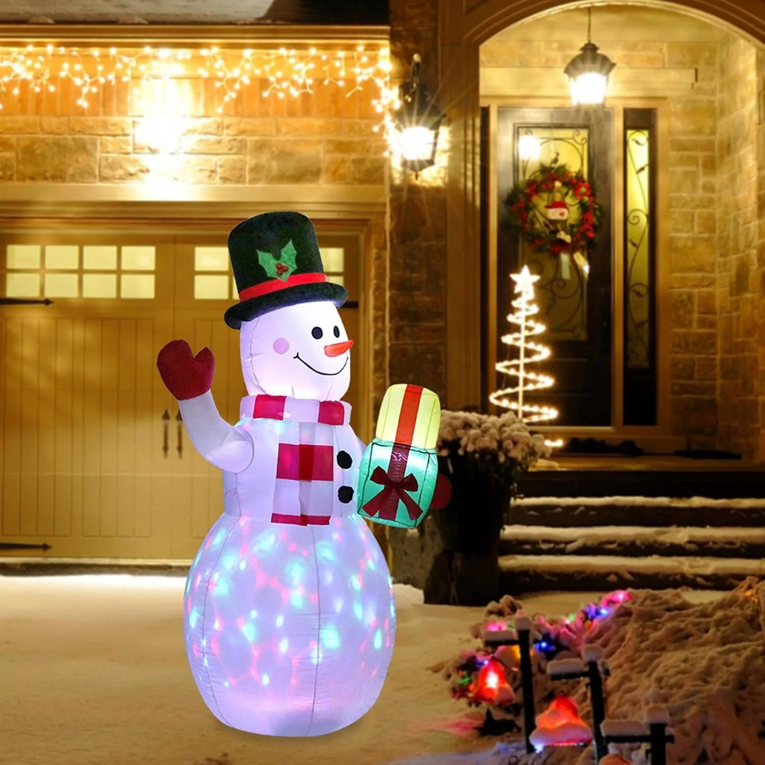 Outdoor Christmas Decorations Inflatable Snowman With Led Lights - Image 3