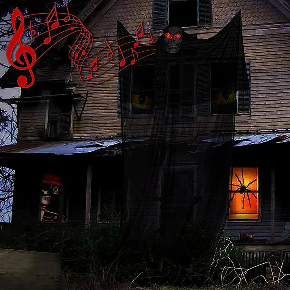 Outdoor Halloween Ghost Decoration with Skeleton Mask - Image 2