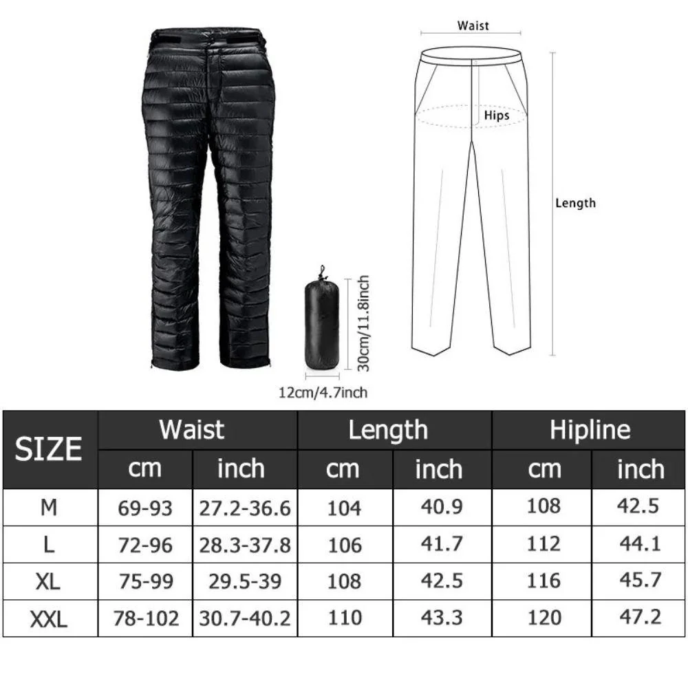 Outdoor Thermal Goose Down Pants Zipper Camping Hiking Skiing Trousers - Image 8