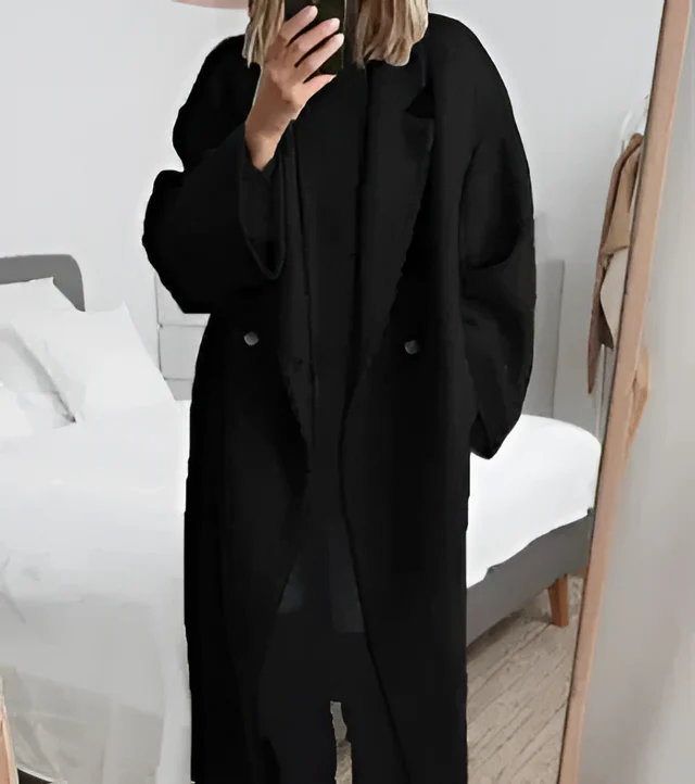 Oversized women's cashmere coat with lapel collar - Image 4