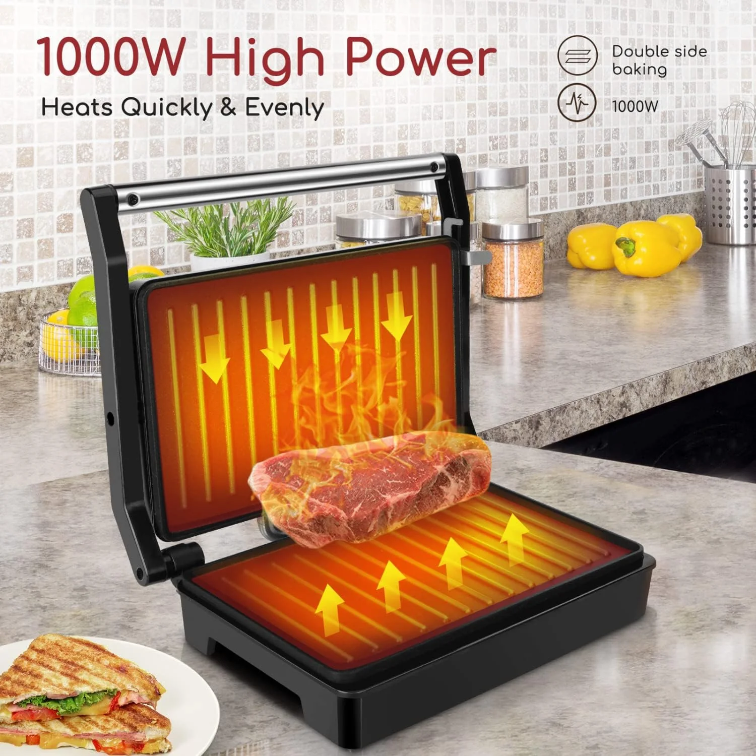Panini Press Sandwich Maker - Image 3