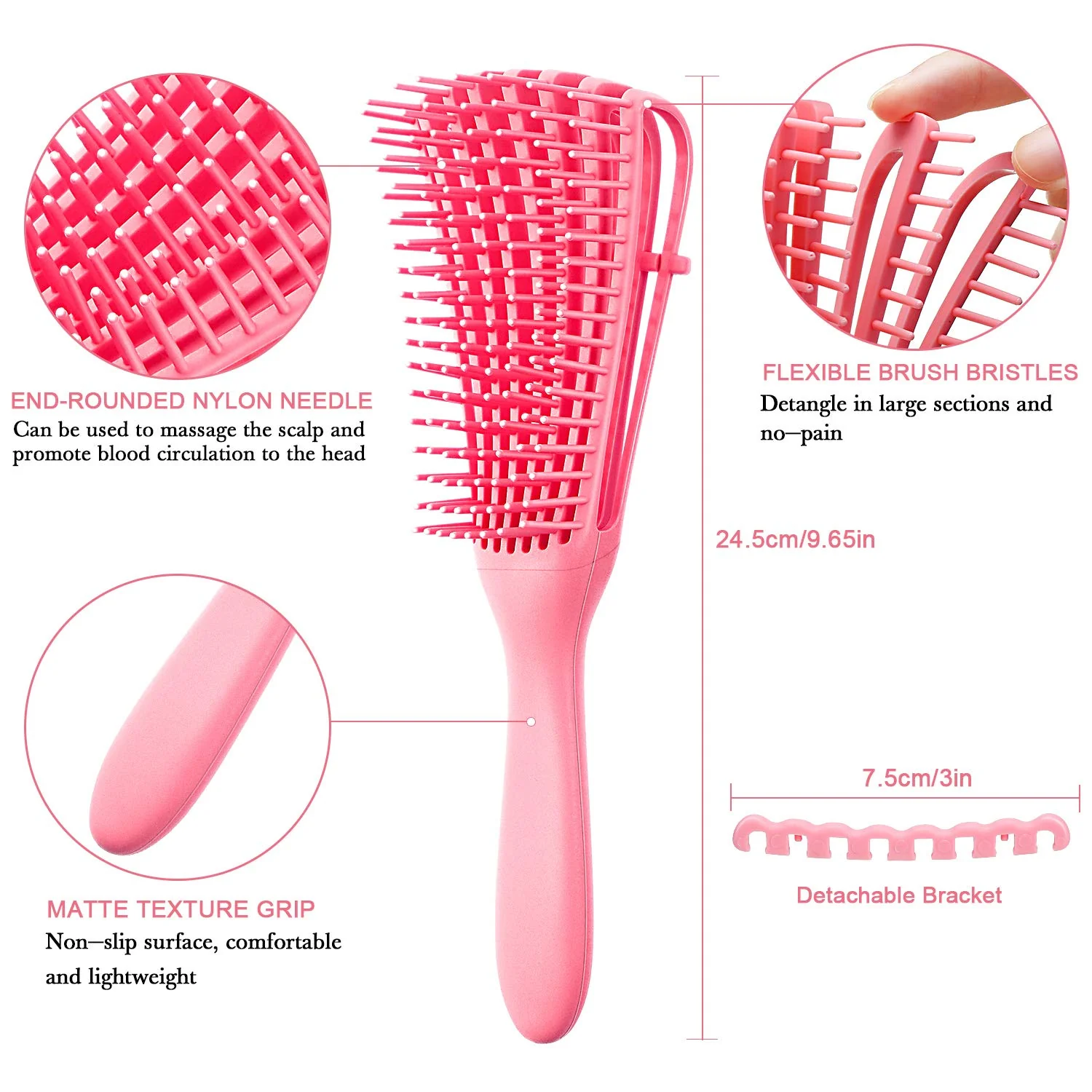 2 Pieces Detangling Brush for Afro America African Hair Textured 3a to 4c - Image 4